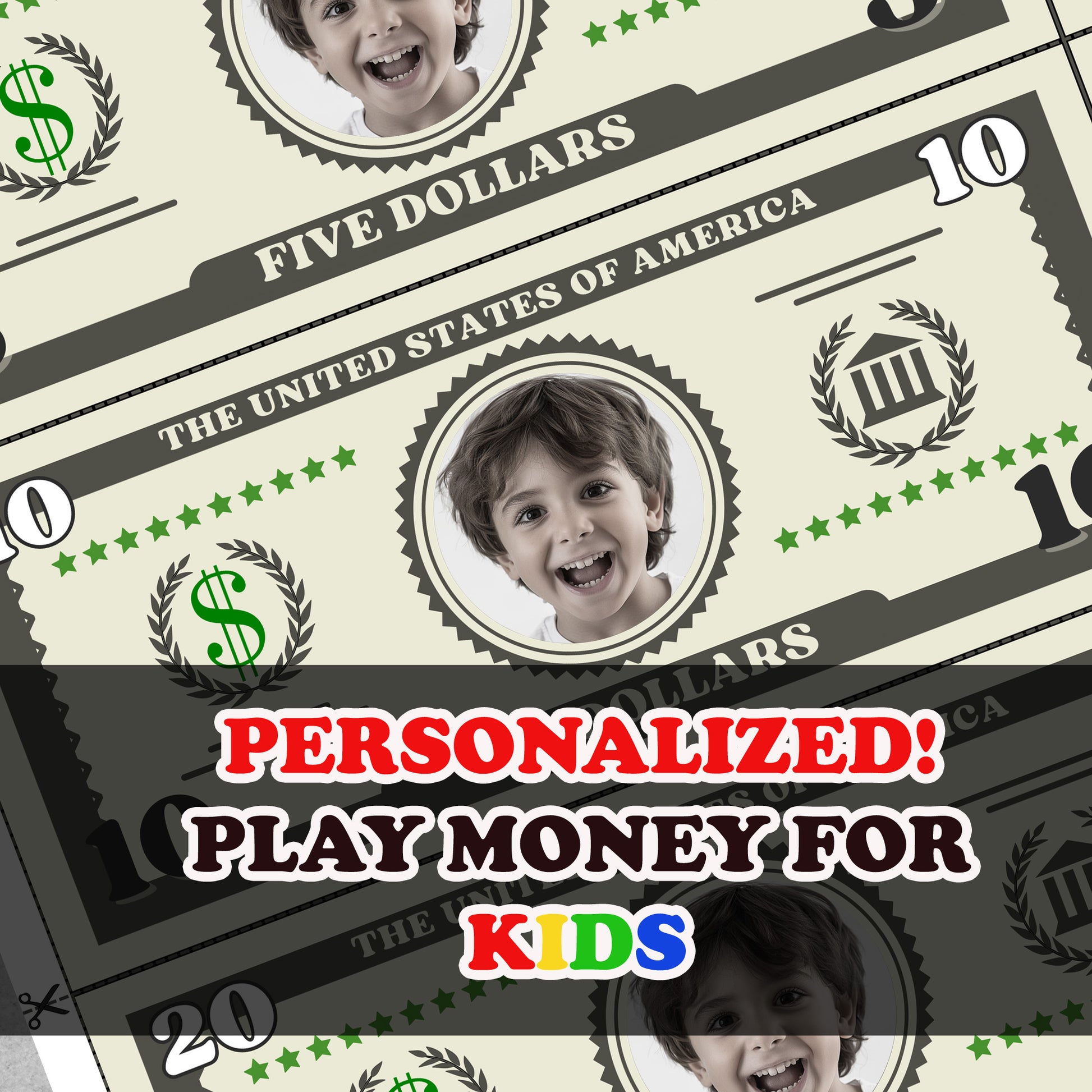 Personalized Play Money For Kids close up view