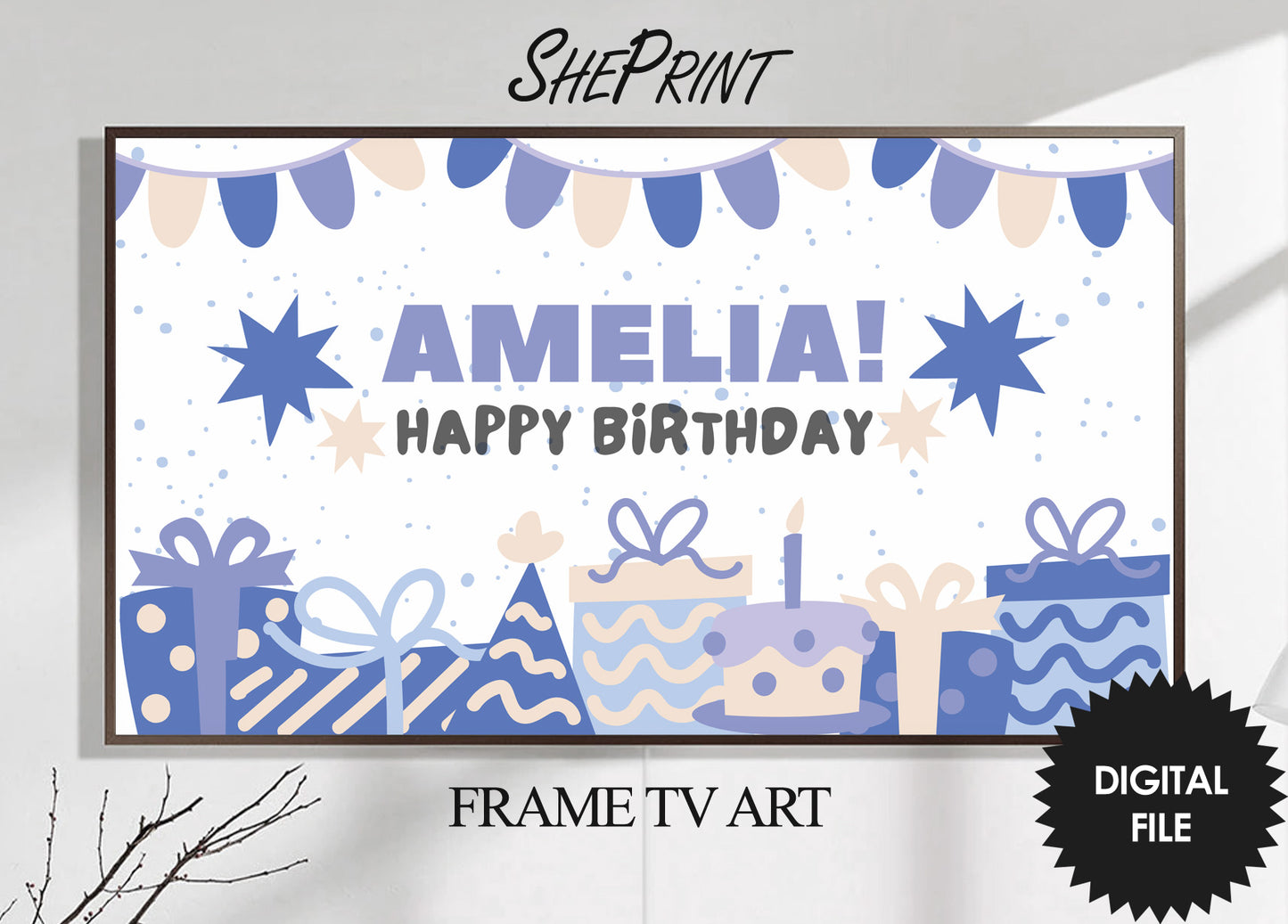 Personalized Birthday Samsung Frame TV Art For Kids preview on Samsung Frame TV Art