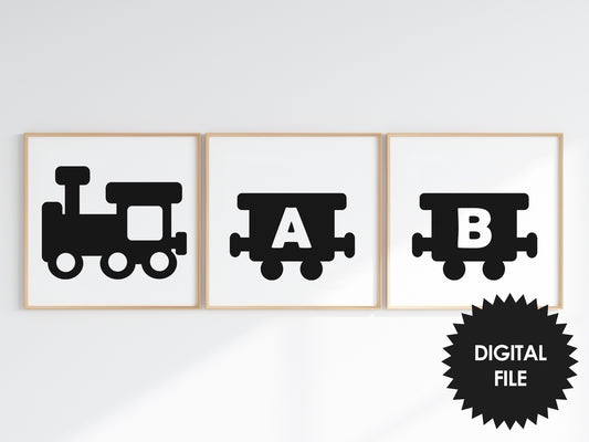 ABC Train, Kids Room Decor, Printable Letters  preview in kids room 