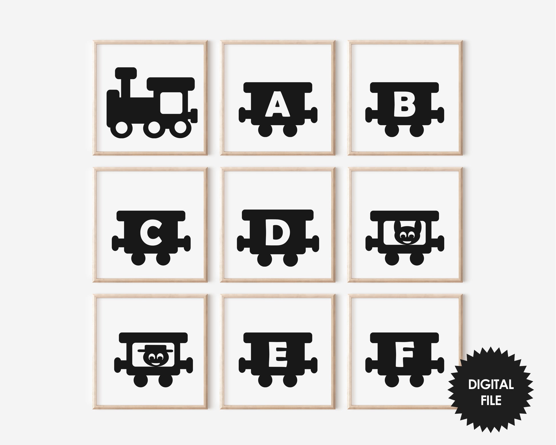 ABC Train, Kids Room Decor, Printable Letters A-Z All 26