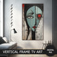 Vertical Frame TV Art, Girl Face Abstract Art, Oil Painting, Digital TV Art preview on Samsung Frame Tv when mounted vertically