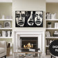 Frame TV Art, Faces Abstract Oil Painting, Black and White, Monochromatic preview in modern living room