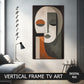 Vertical Frame TV Art, Abstract Face, Digital TV Art, Earthy Neutral Tones, preview on Smasung Frame TV when mounted vertically
