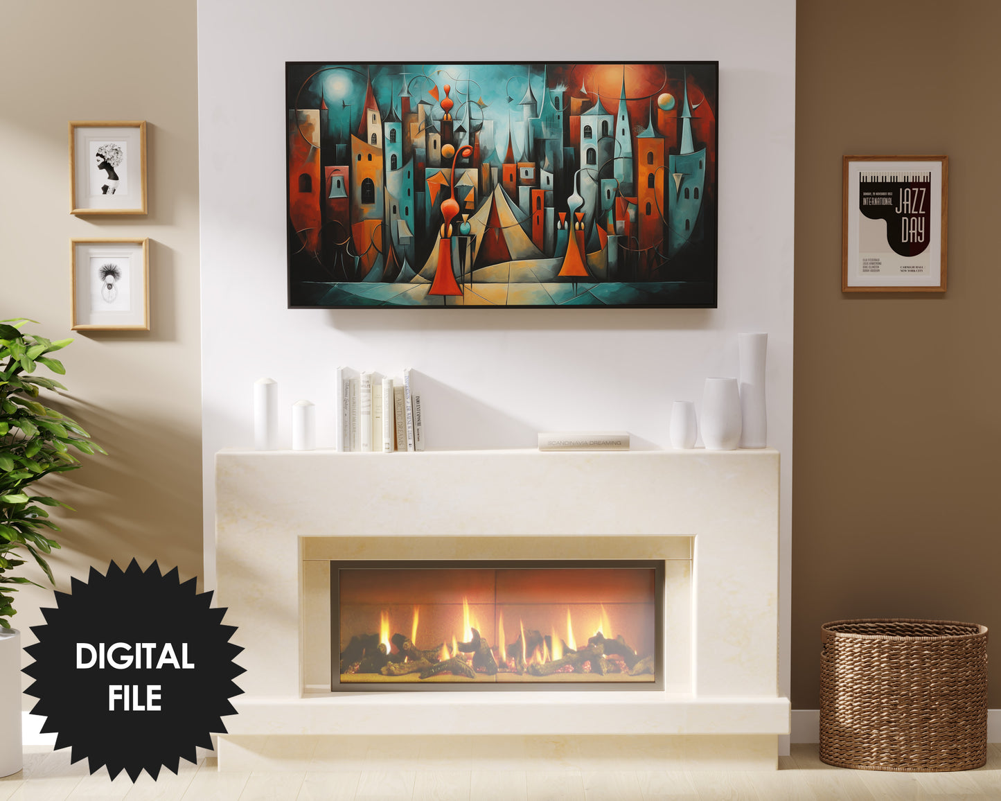Abstract Halloween Town, Samsung Frame TV Art, Digital TV Art, Instant Download