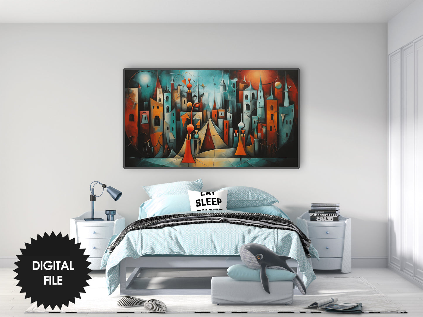 Abstract Halloween Town, Samsung Frame TV Art, Digital TV Art, Instant Download