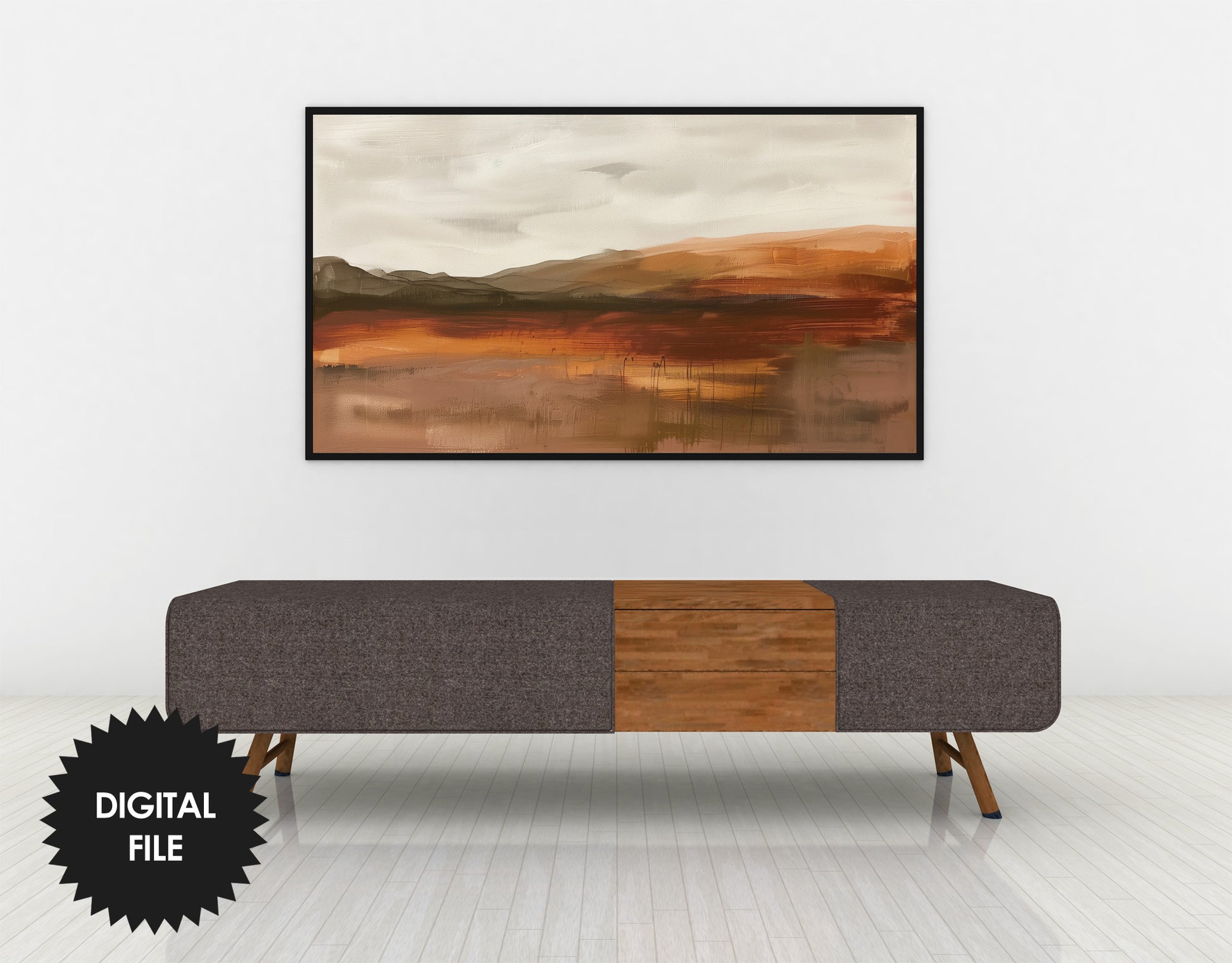 Abstract Earth Tones Landscape Frame TV Art  closer view