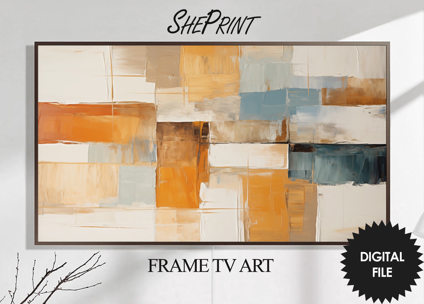 Vertical & Horizontal Frame TV Art. Preview image on Samsung Frame TV when mounted horizontally closer view