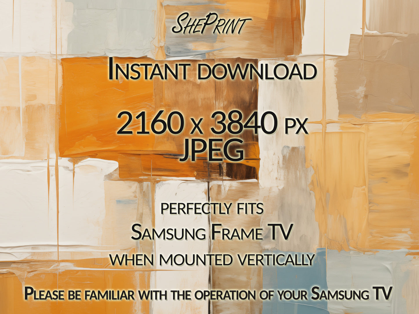Vertical & Horizontal Frame TV Art. Preview image on Samsung Frame TV close up view