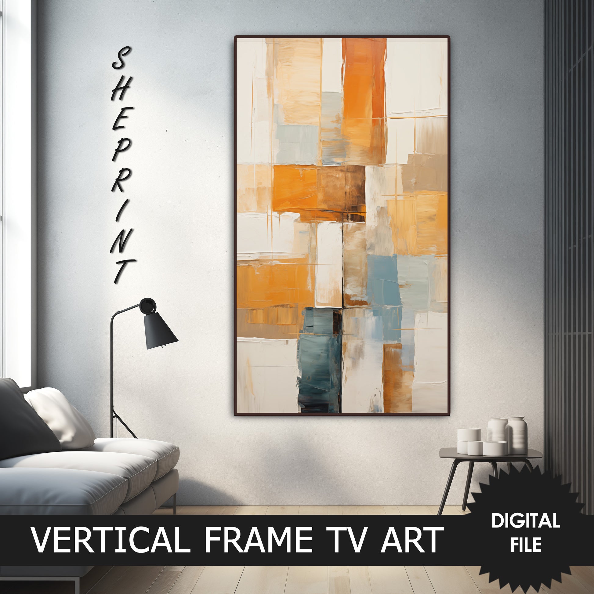 Vertical & Horizontal Frame TV Art. Preview image on Samsung Frame TV when mounted vertically