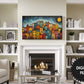 Samsung Frame TV Art | Colorful Abstract Night Town TV Art preview in modern living room