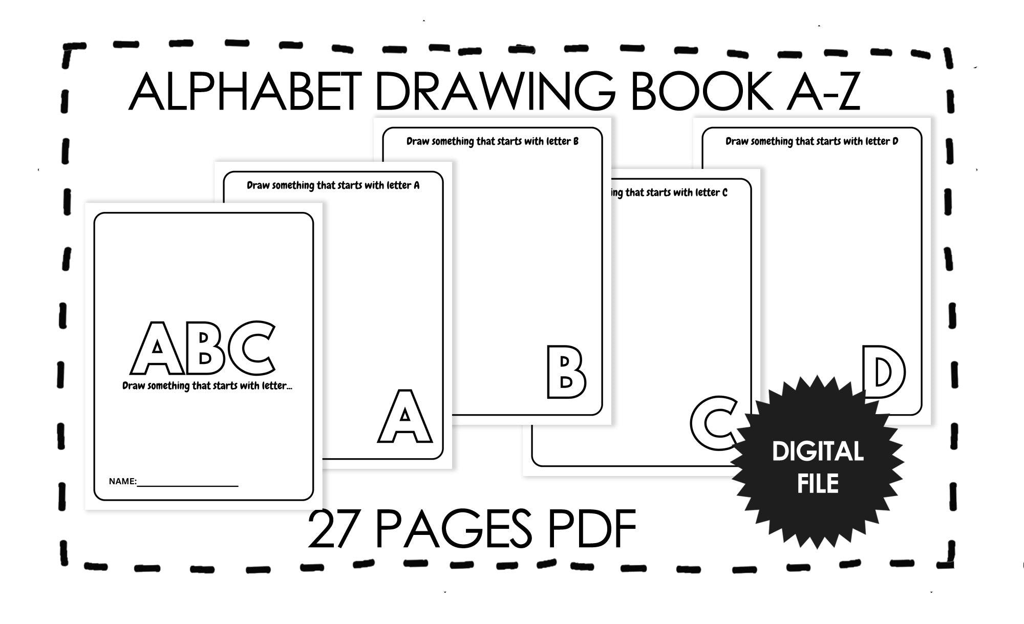 Alphabet Drawing Book A-Z, Alphabet Activities, For Kids and Teachers ...