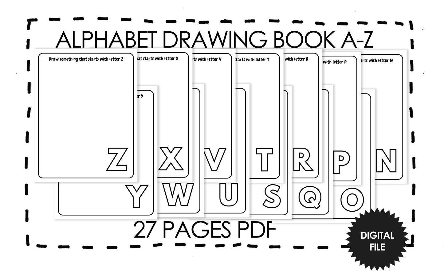 Alphabet Drawing Book A-Z, Alphabet Activities, For Kids and Teachers preview worksheets from n-z