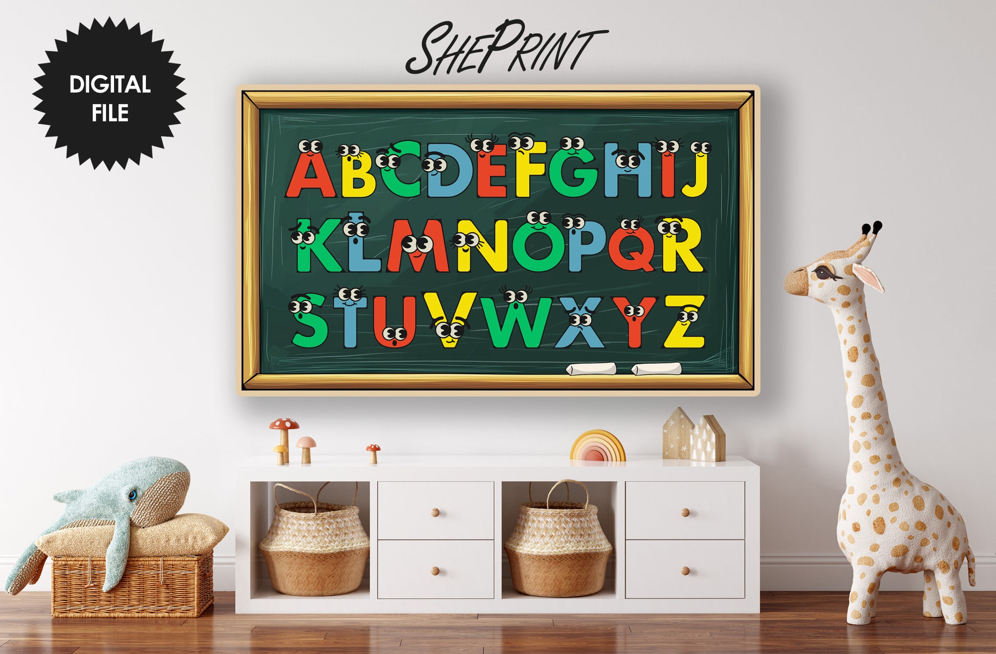 Frame TV Art For Kids | Cute Cartoon Alphabet | Children's Educational TV Art preview in kids room