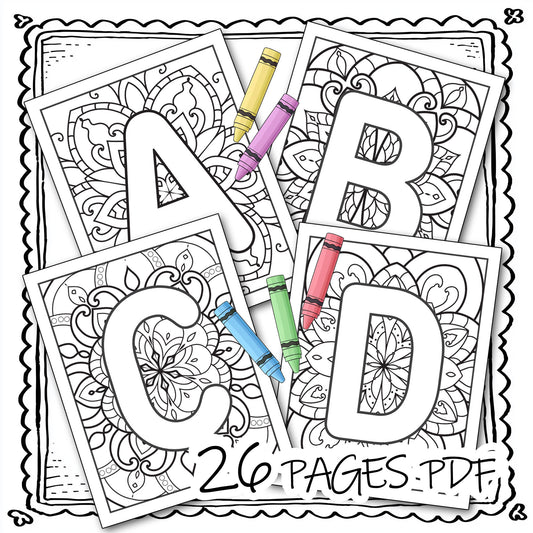 Alphabet Mandala Coloring Pages For Kids preview 1