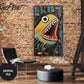 Vertical Frame TV Art, Fish, Raw Art Brut Oil Painting, Outsider Art preview in industrial modern ambience