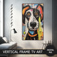 Vertical Frame TV Art, Good Boy Dog, Raw Art Brut Oil Painting, Outsider Art preview on Samsung Frame Tv when mounted vertically