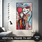Happy Valentines Day, Vertical Frame TV Art, Raw Art Brut, Outsider Art preview on Samsung Frame TV when mounted vertically