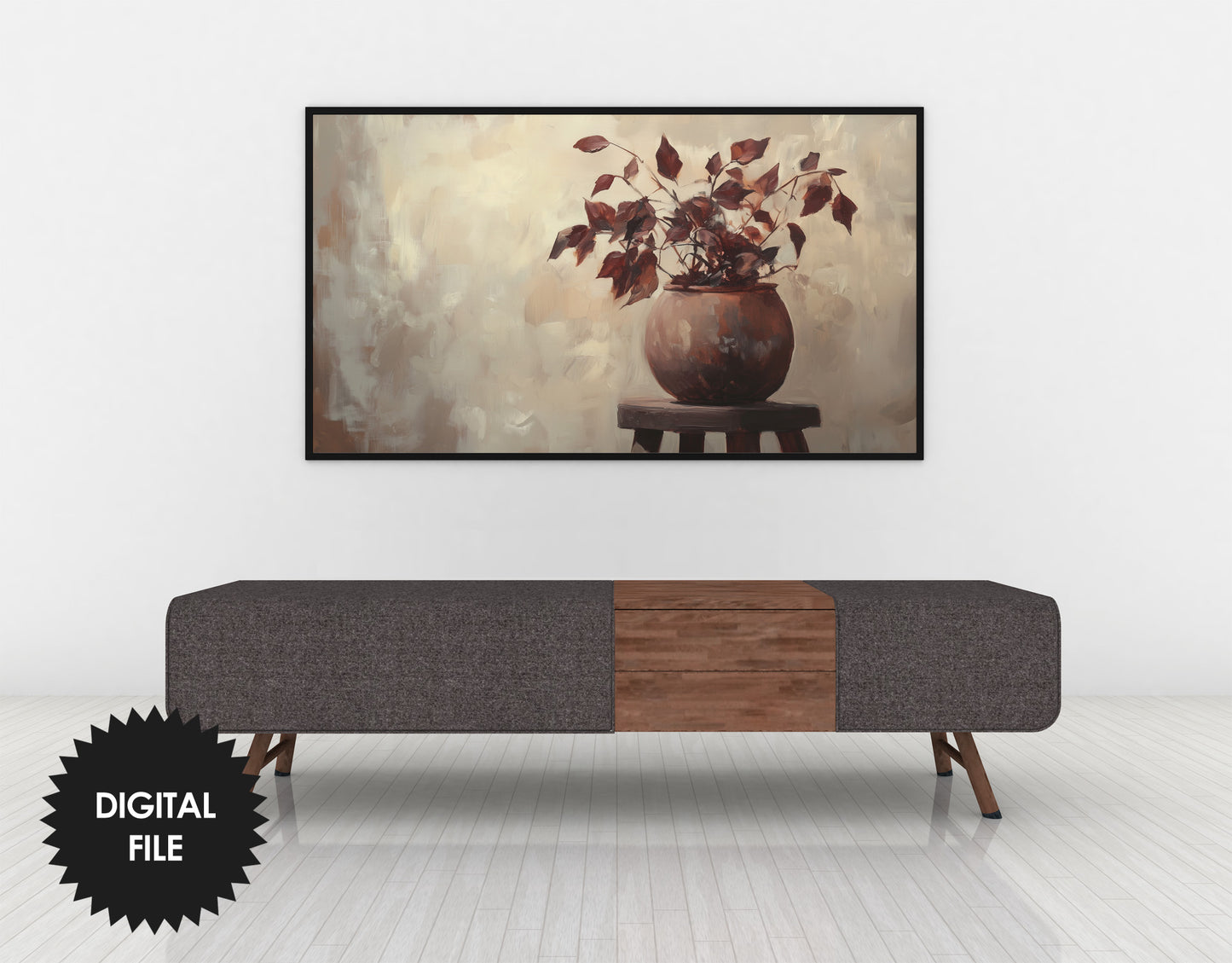 Samsung Frame TV Art, Fall Branches, Autumn Abstract Art, Burgundy Tones preview image