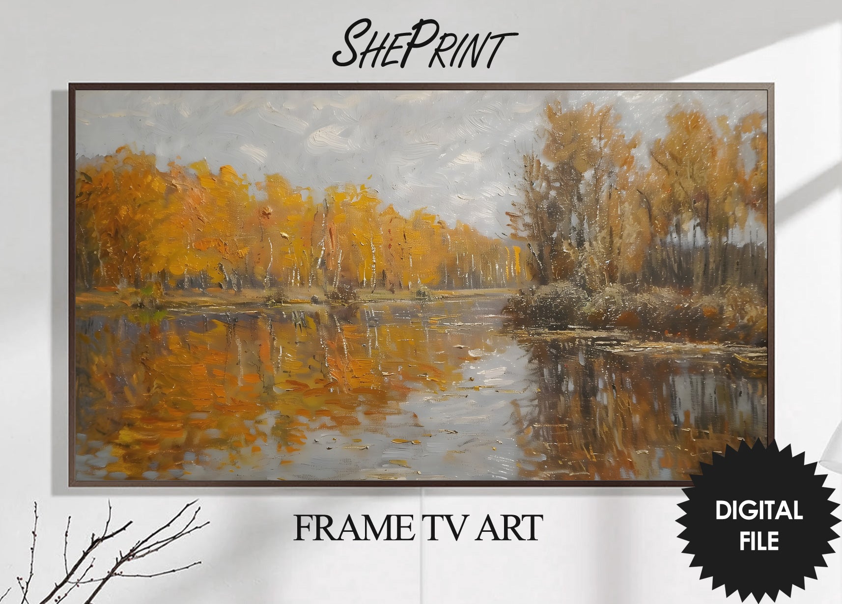 Samsung Frame TV Art | Autumn Day By The River preview