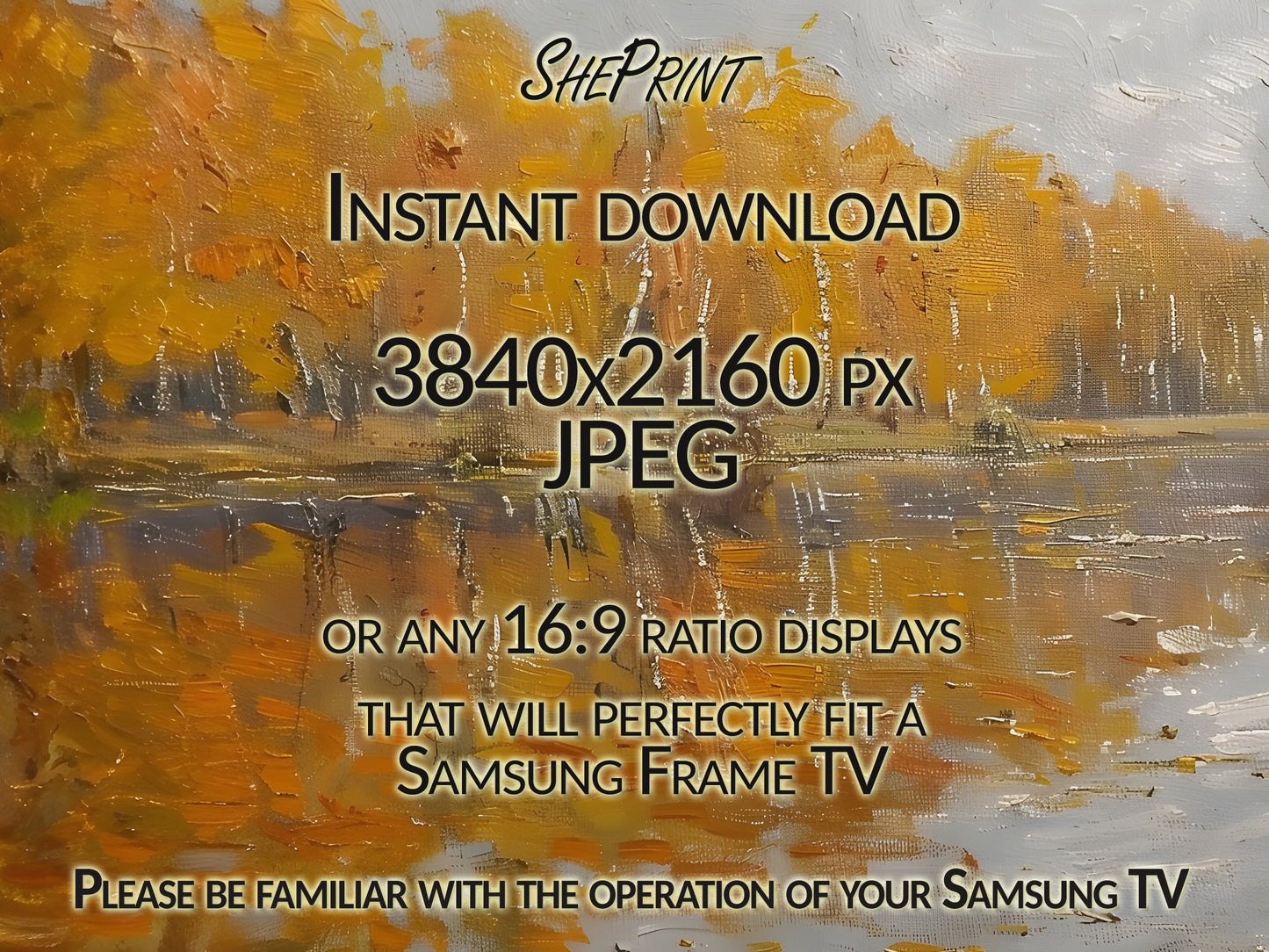 Samsung Frame TV Art | Autumn Day By The River close up look