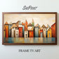 Samsung Frame TV Art | Autumn Town Cubist Abstract Art preview on screen