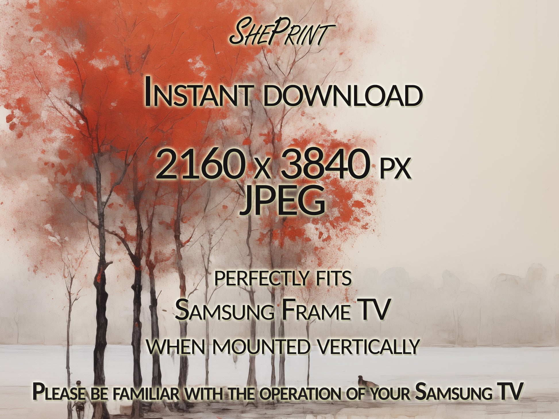 Frame TV Art, Autumn Tree, Fall Scene TV Art close up view