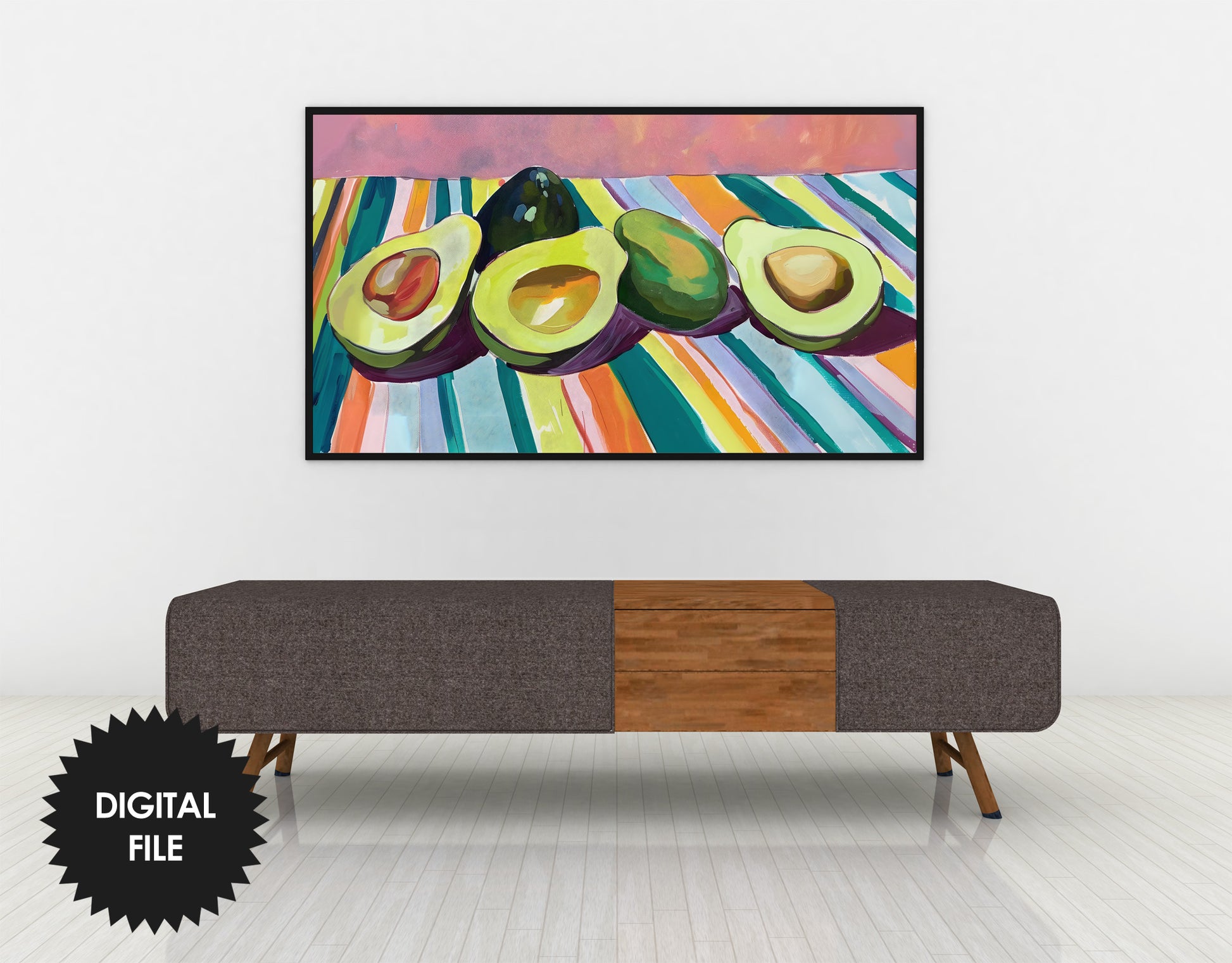 Avocados Frame TV Art, Summer Watercolor TV Art Closer view