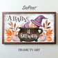 Baby Shower TV Display | "A Baby Is Brewing" Halloween Theme | Digital Download preview with dark wood TV frame