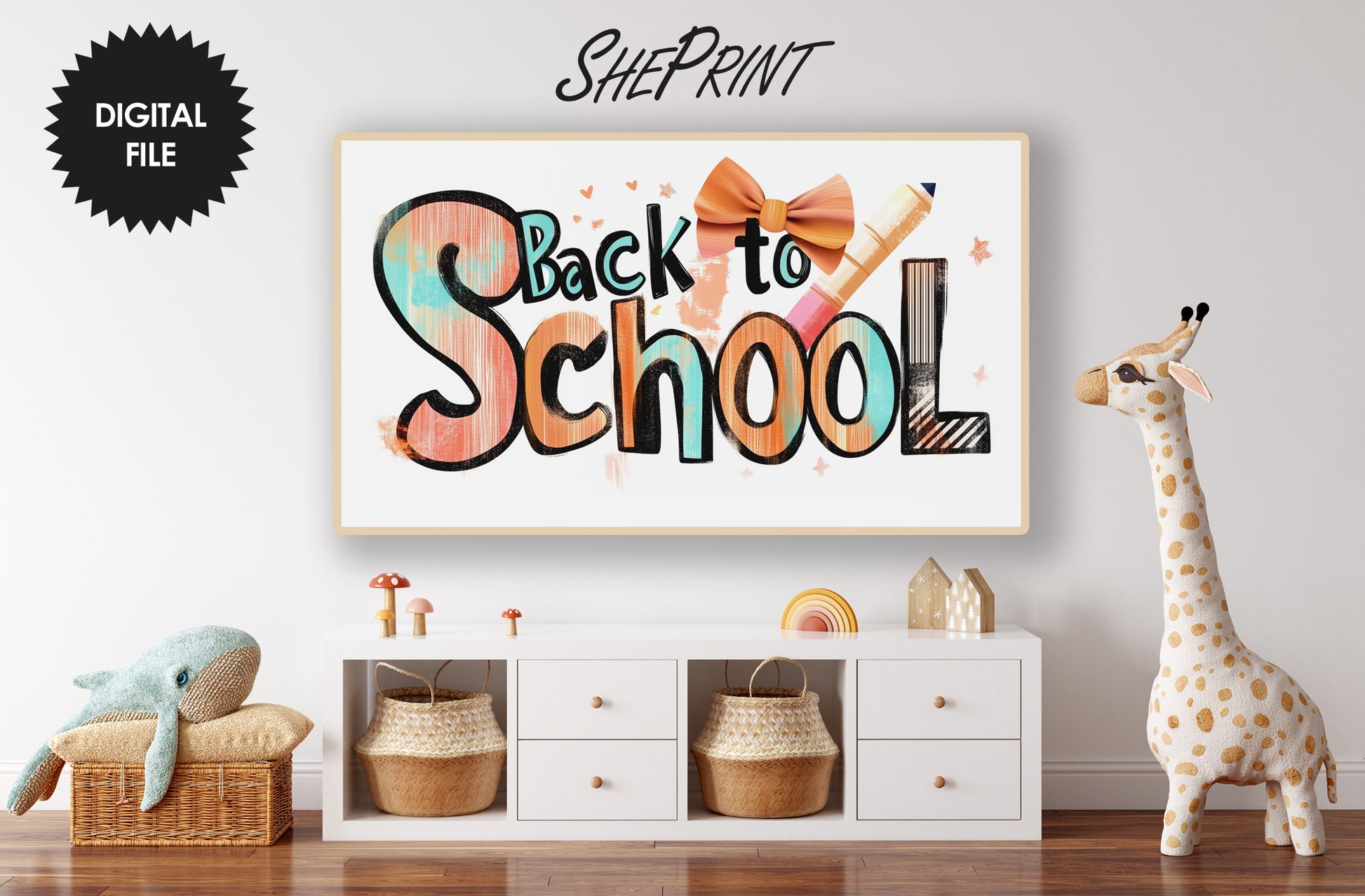 Back to School TV Art For Girls | Digital Art preview in kids room