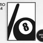 8 Ball Poster, Black & White, Instant Download JPG/PNG, Ratio 2x3 and 3x4, Print up to 13x20inch or 20x26inch