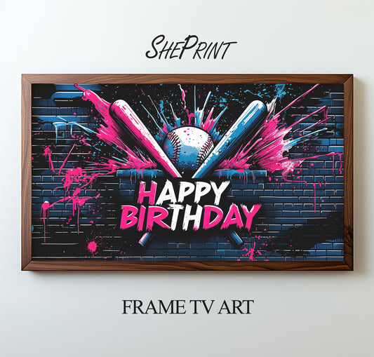 Baseball Drip Themed Party TV Art preview