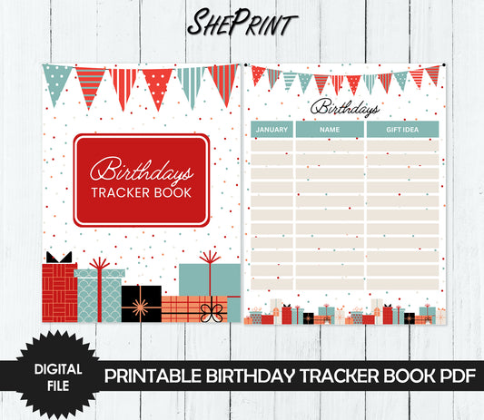 Printable Birthday Tracker Book For Kids and Adults, PDF Instant Download, Letter Size