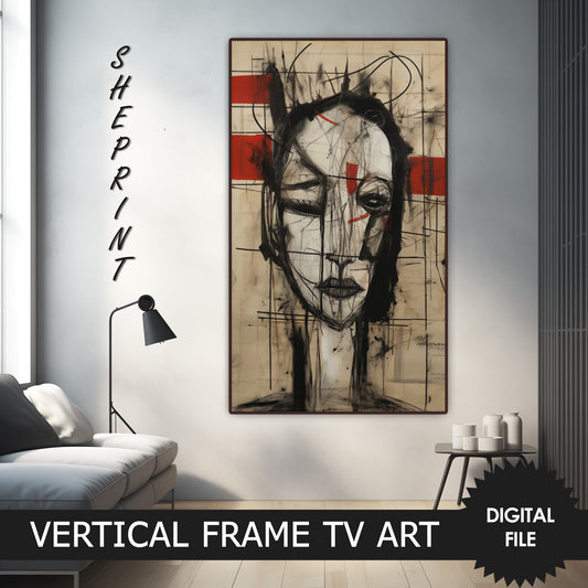 Vertical Frame TV Art, Beauty Madness Abstract Art, Art Brut preview on Samsung Frame TV when mounted vertically