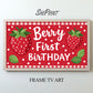 Berry First Birthday TV Art | Red Strawberries 1st Birthday Party Backdrop | Digital Download preview