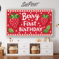 Berry First Birthday TV Art | Red Strawberries 1st Birthday Party Backdrop | Digital Download preview in kids room