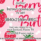 Berry First Birthday Frame TV Art | Baby Girl Birthday Party TV Backdrop | Digital Download, close up view