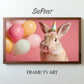 Birthday Bunny Frame TV Art | Pink Funny Birthday TV Backdrop | Digital Download