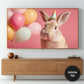 Birthday Bunny Frame TV Art | Pink Funny Birthday TV Backdrop | Digital Download preview on screen
