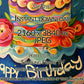 Vertical Frame TV Art | Happy Birthday | Floral Birthday Cake Painting close up view
