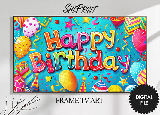 Frame TV Art For Kids | Happy Birthday Colorful Balloons | For Girls and Boys preview on Samsung Frame TV