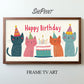 Kids Birthday Frame TV Art | Happy Birthday Cats Drawing | Digital Download 3840x2160px JPG