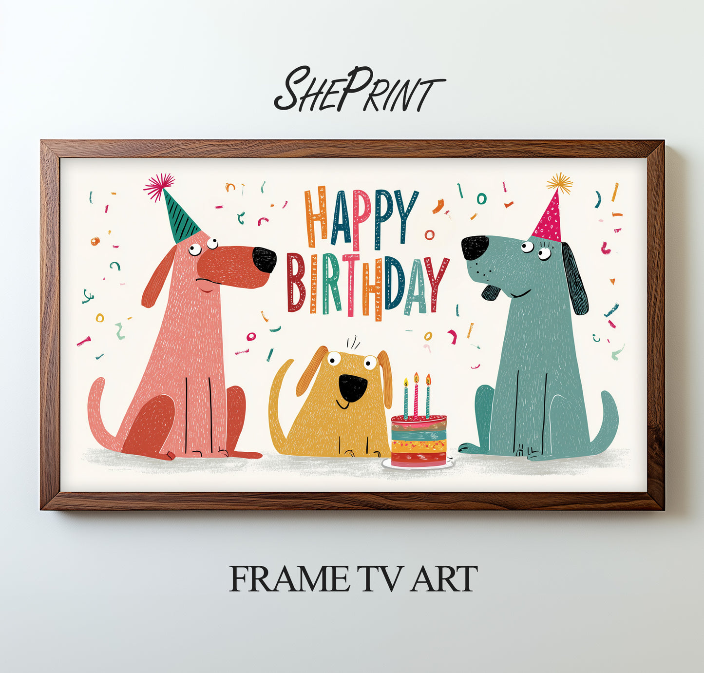 Dog Birthday TV Backdrop Puppy Party Decor Happy Birthday Digital Display for Kids Celebrations