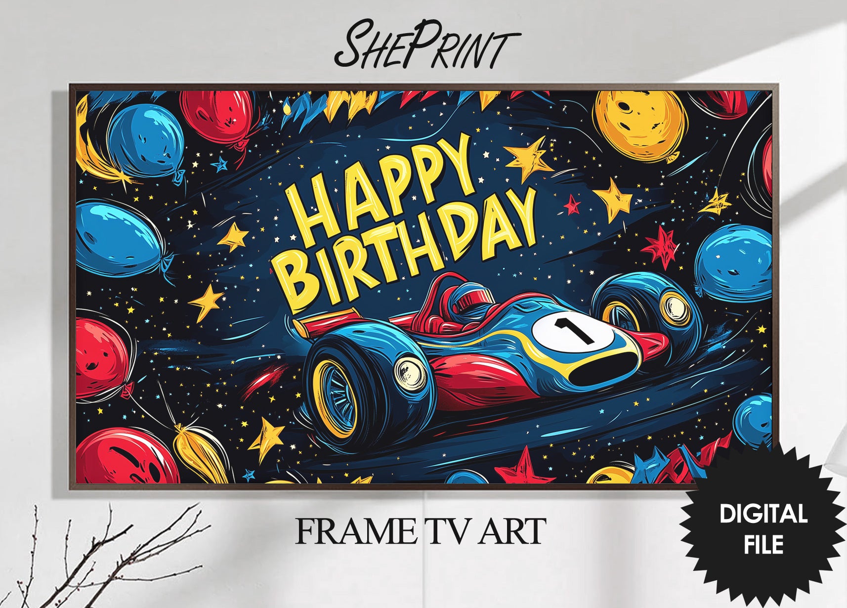 Samsung Frame TV Art For Kids | Happy Birthday Formula 1 Art For Boys preview