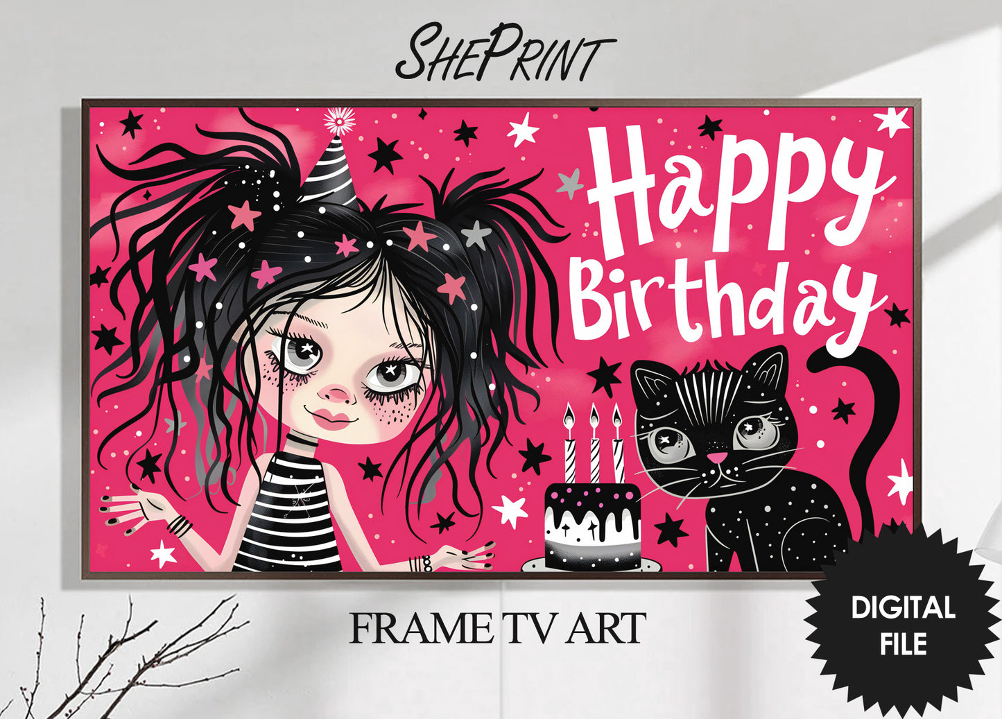 Frame TV Art For Girls | Happy Birthday Halloween Themed Birthday Party preview