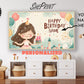 Personalized Birthday Frame TV Art For Girls | Happy Birthday Princess preview in kids room