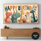 Whimsical Animals Birthday Frame TV Art | Kids Party Backdrop Decor | Instant Download preview on screen