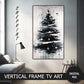 Samsung Vertical Frame TV Art, Black and White Christmas Tree Abstract Painting preview on Samsung Frame TV when mounted vertically