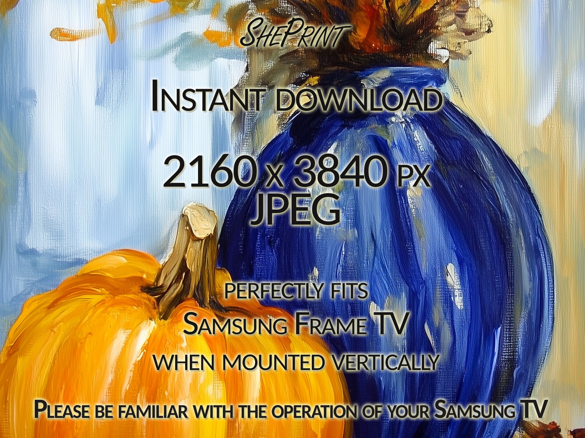 Samsung Vertical Frame TV Art, Still Life Autumn Thanksgiving Digital Art close up view