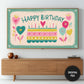 Happy Birthday Frame TV Art | Nordic Folk Pastel Colors preview on Samsung Frame TV in living room