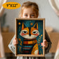 Kids Room or Nursery Printable Wall Art, Boho Style Cat Print preview
